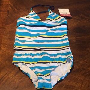 KANU SURF KIDS  GIRLS 12  STRIPED TANKINI SET